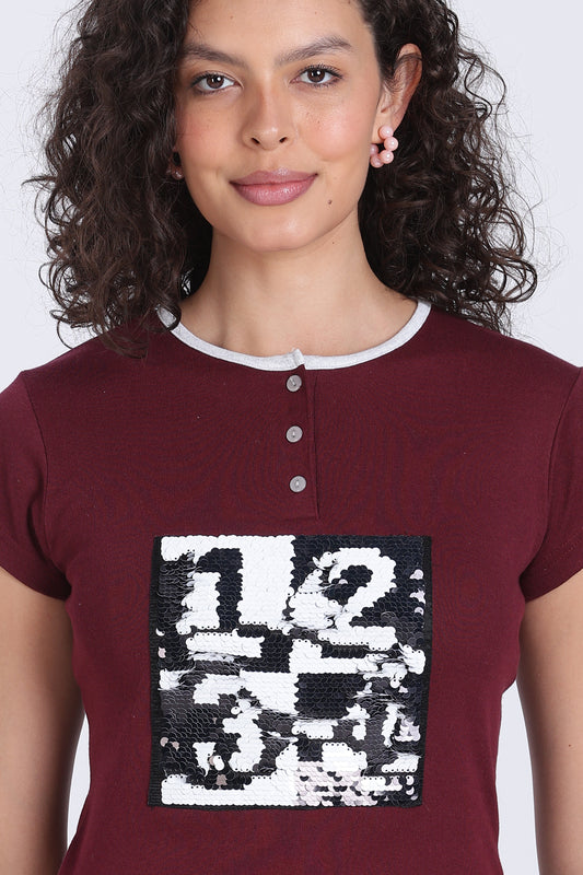 women patch and stripes PJ set