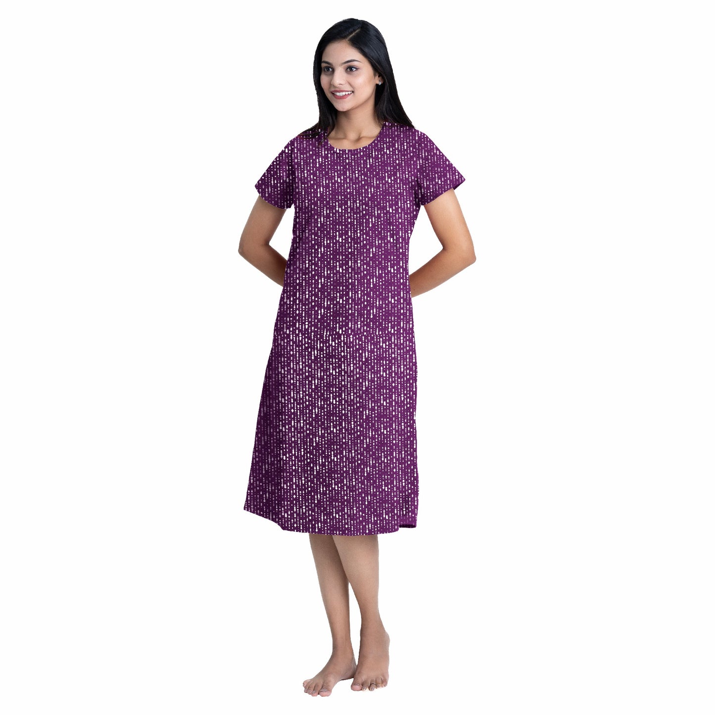 Dotted Dream Sleep Dress- Purpleish