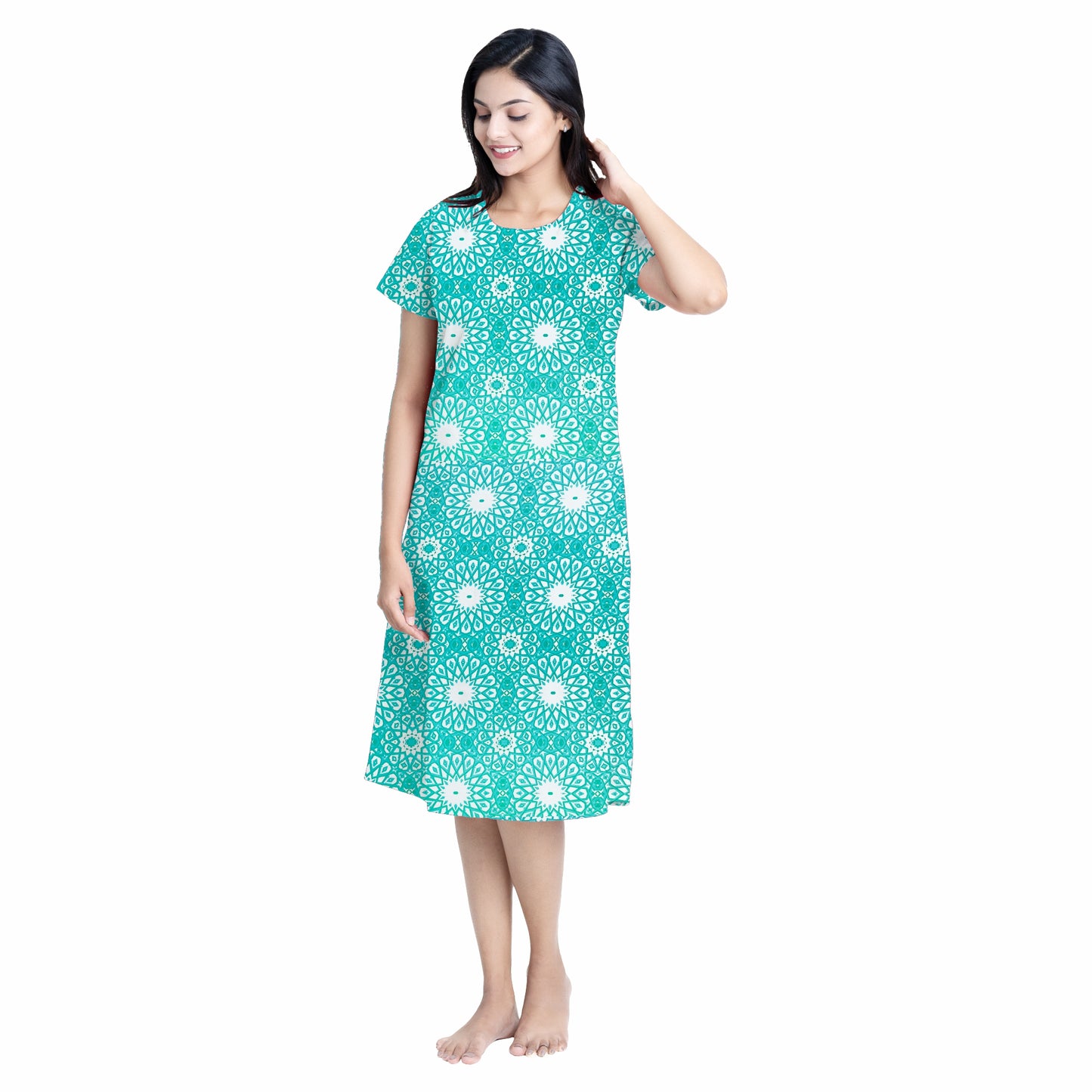 Turquoise Motif Sleep Dress