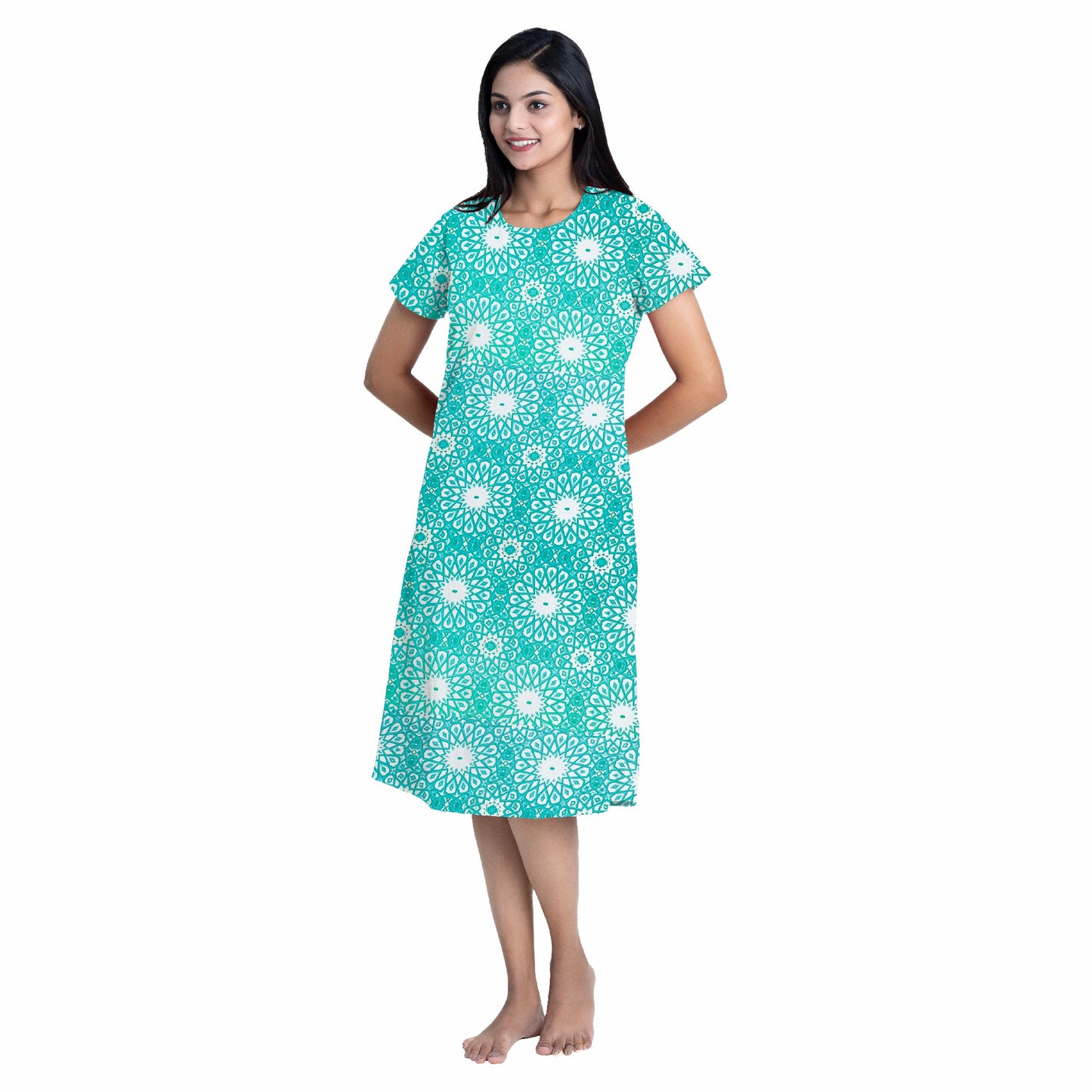 Turquoise Motif Sleep Dress