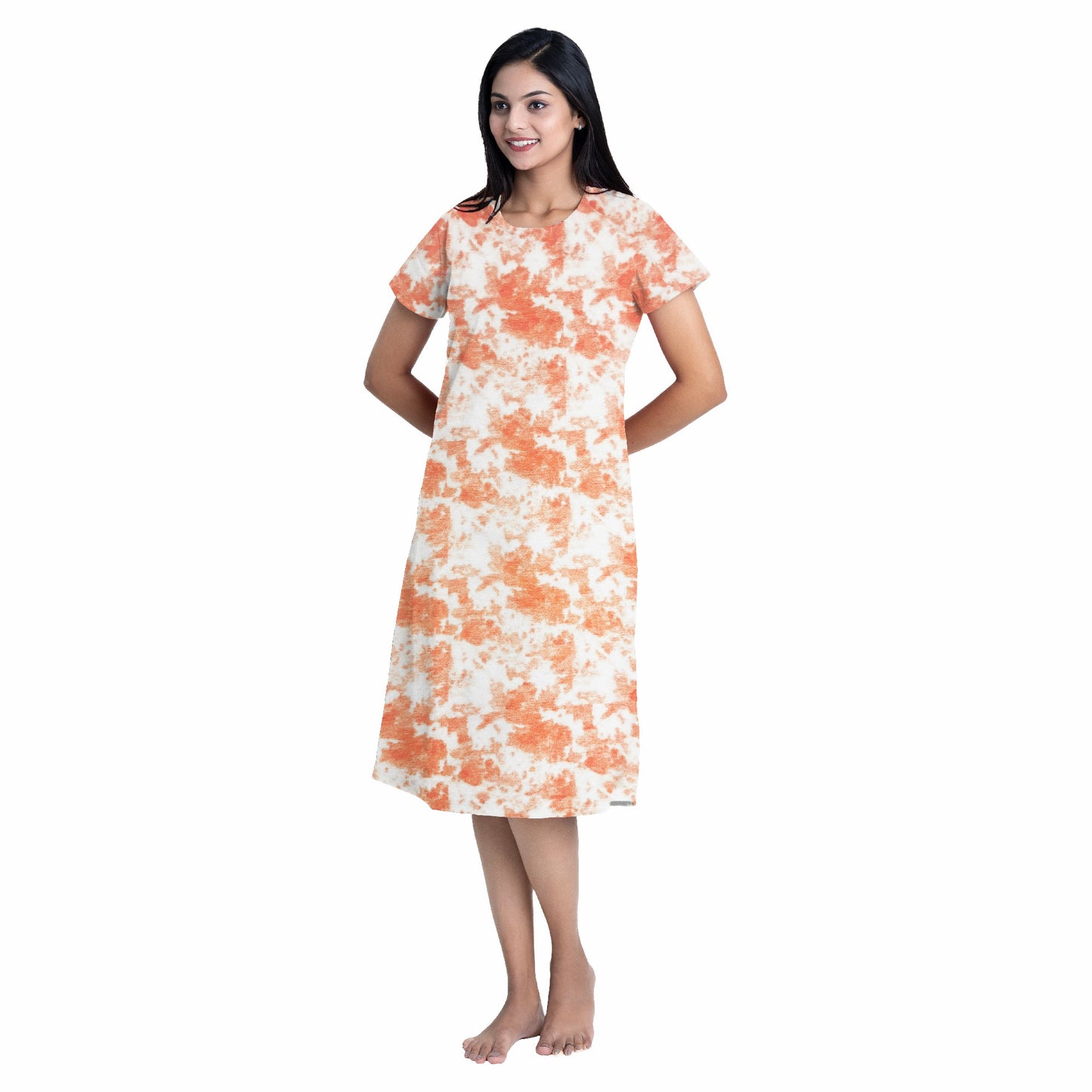 Golden Haze Tie Dye Sleep Dress - Orange