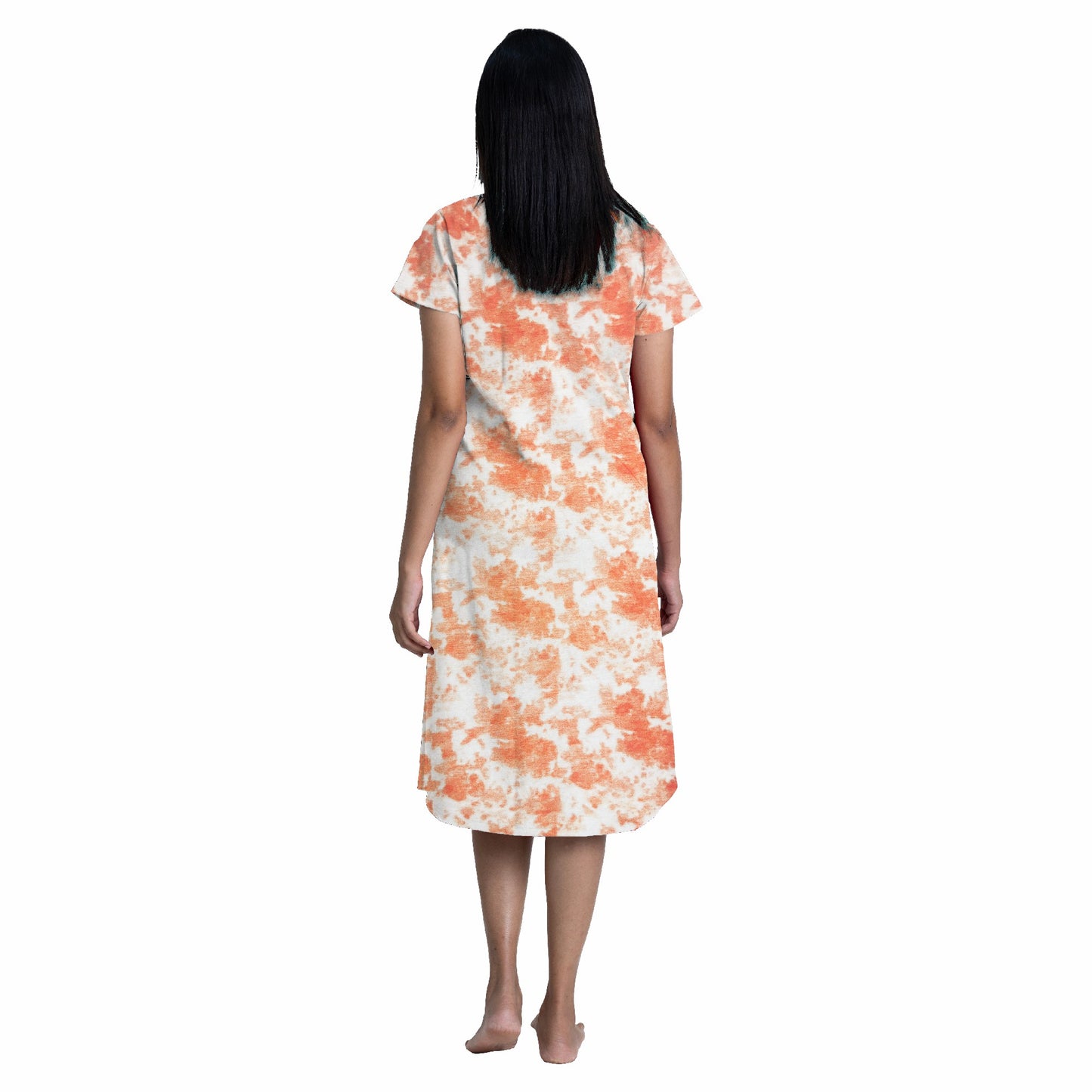 Golden Haze Tie Dye Sleep Dress - Orange