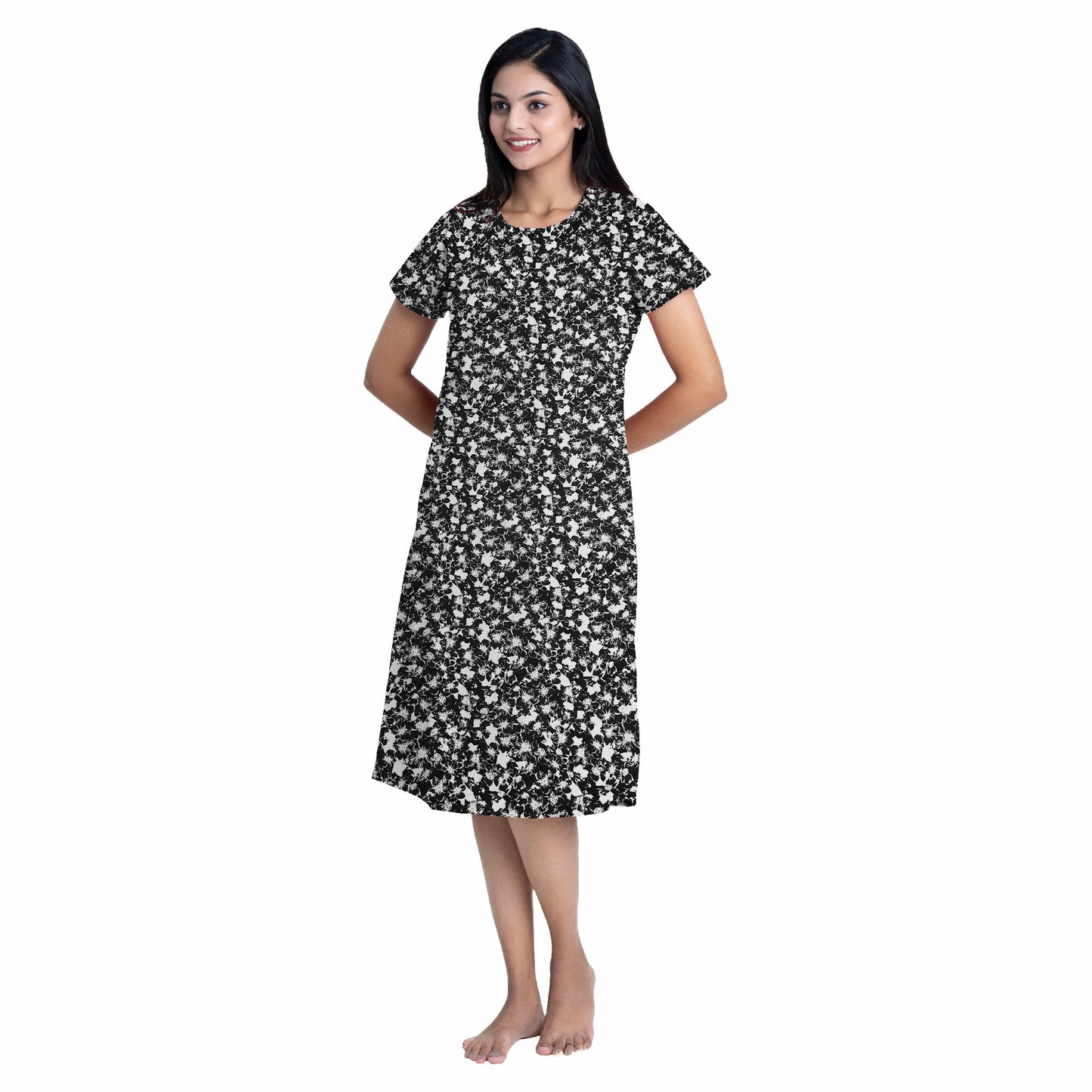 Midnight Blossom Sleep Dress - Black