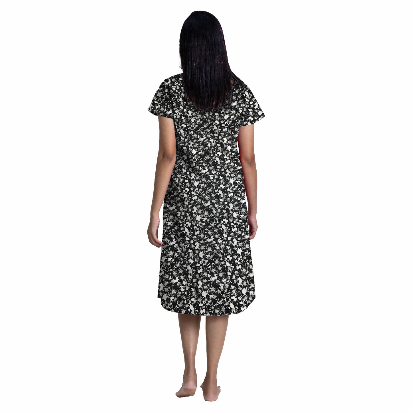 Midnight Blossom Sleep Dress - Black