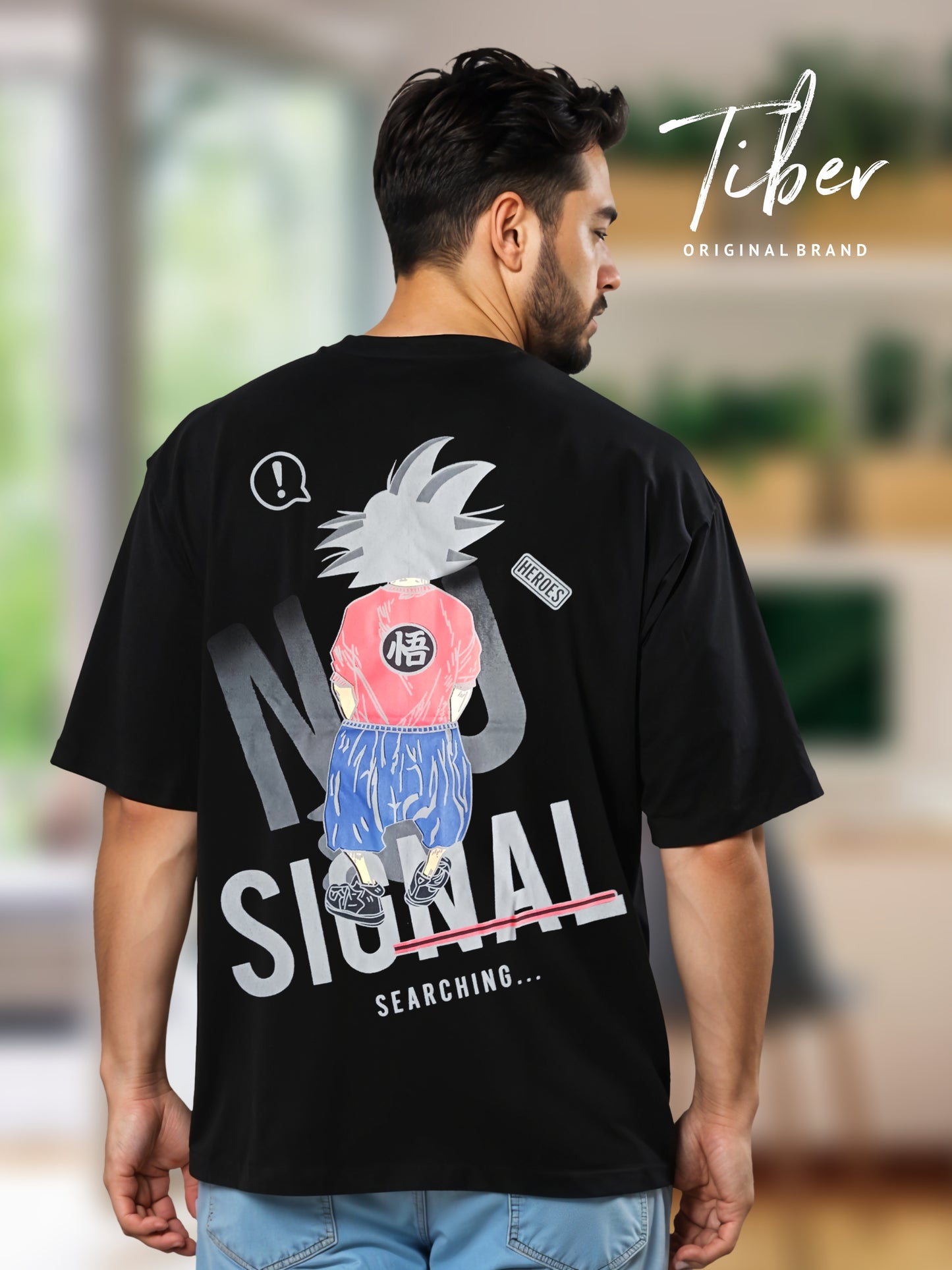 Men oversized T-shirt (Design : No Signal)