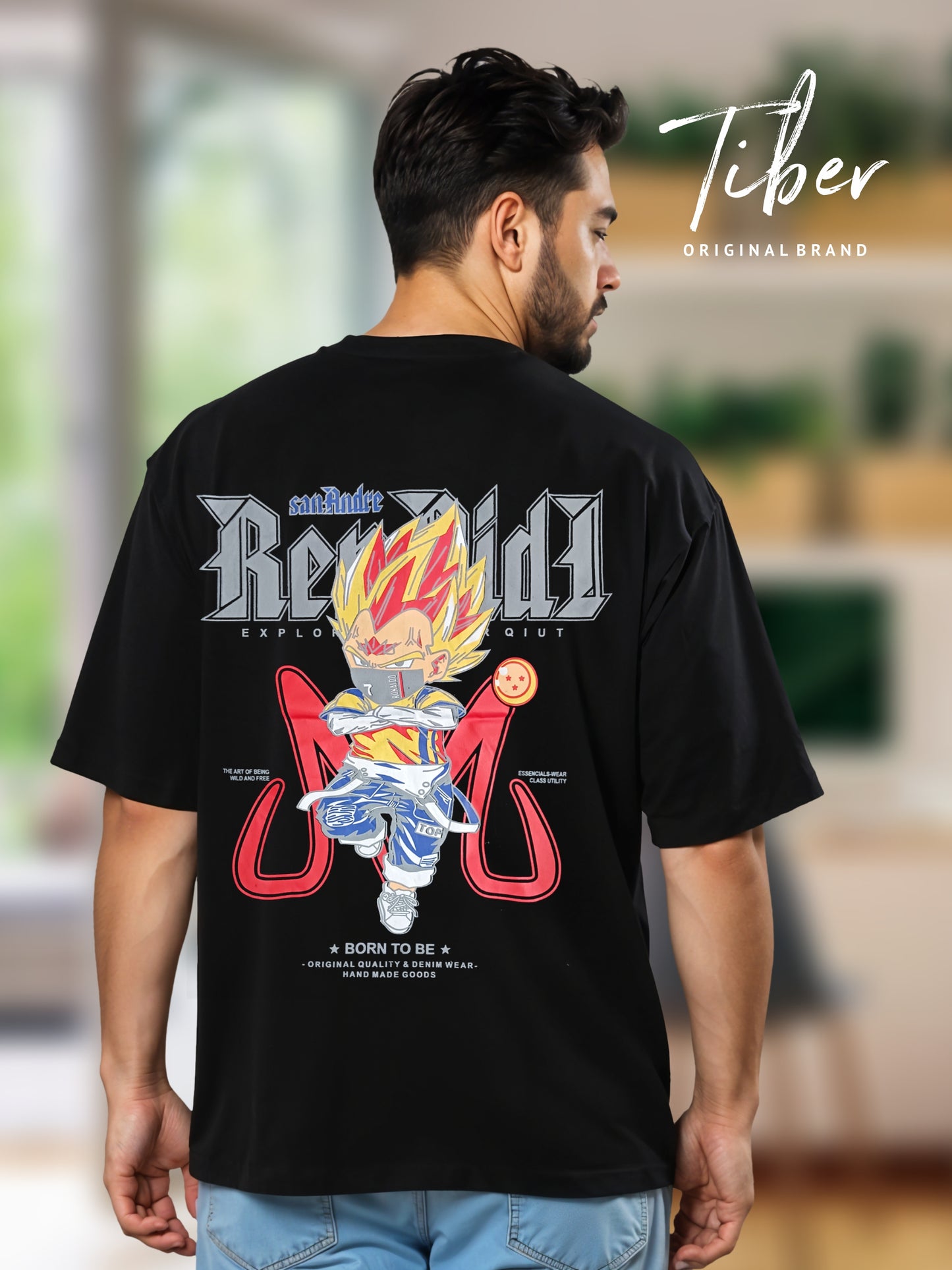 Men oversized T-shirt (Design : Wild and Free)