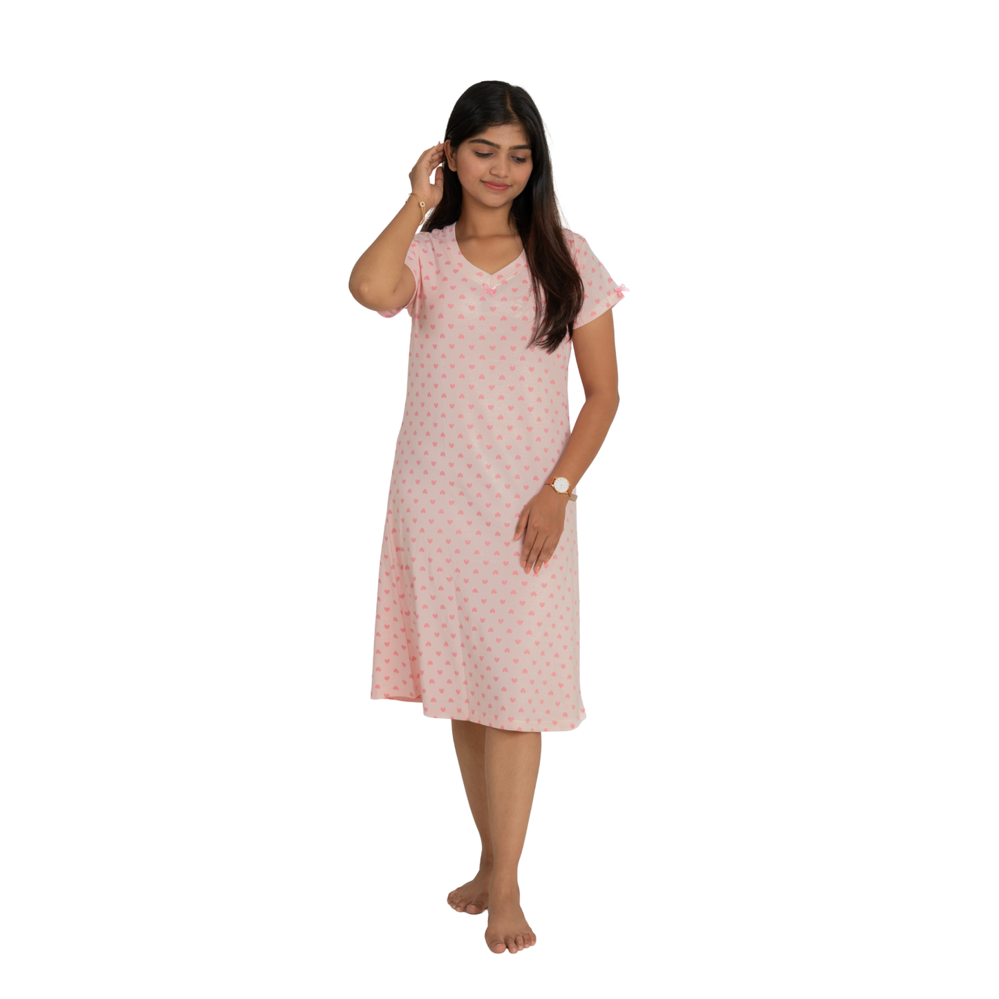 Adorable Pink Hearts Sleep Dress