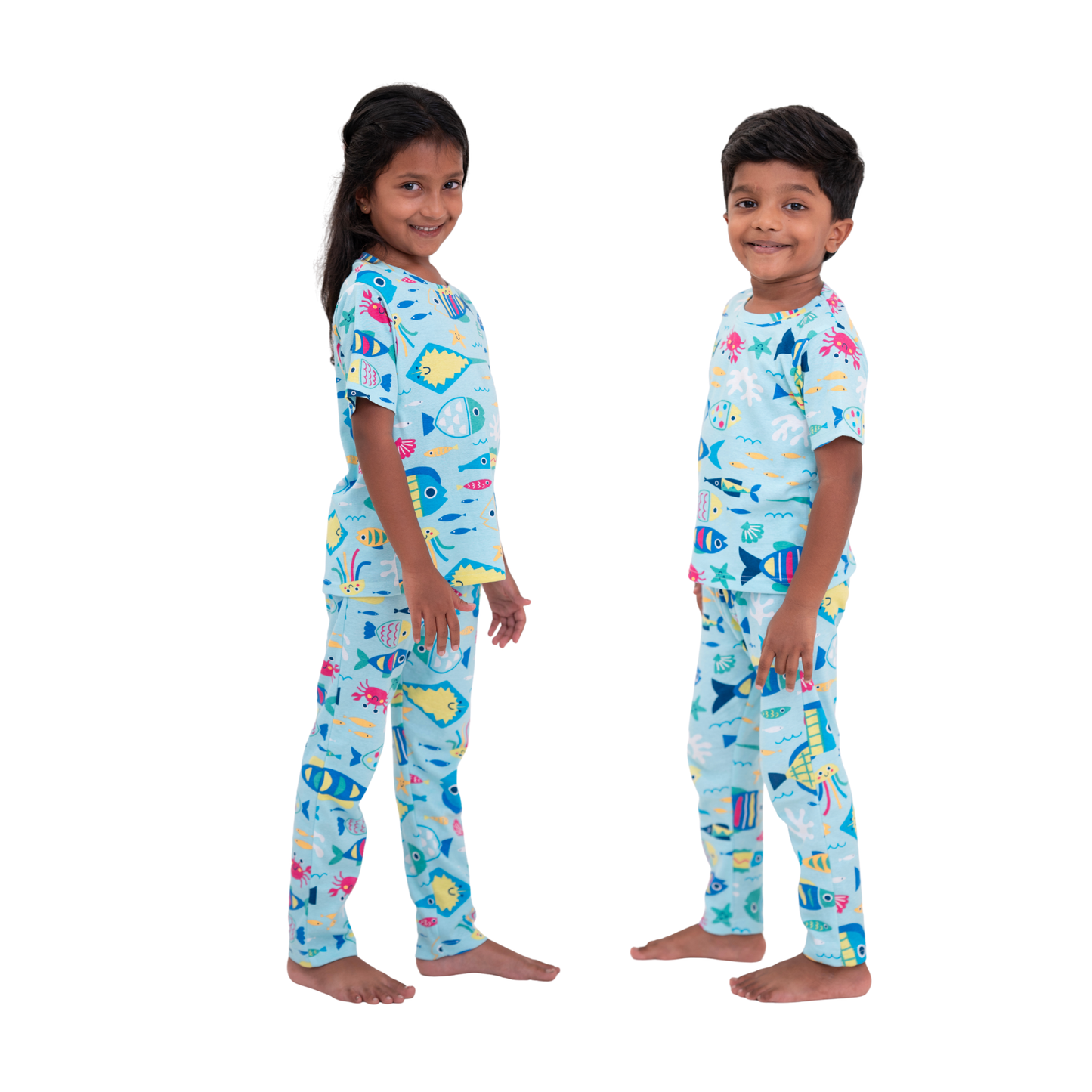 Cute Aqua fishes print co-ords (unisex)