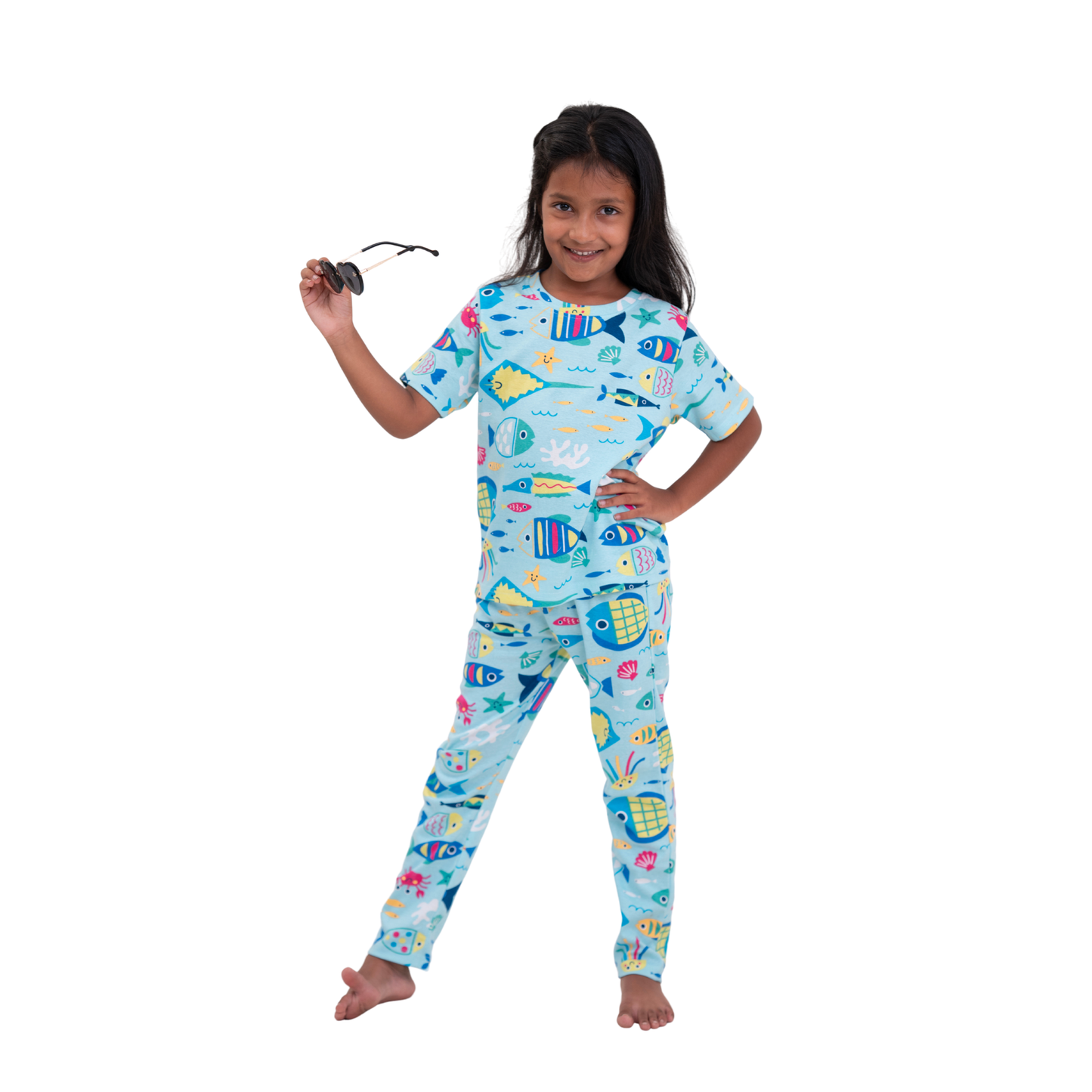 Cute Aqua fishes print co-ords (unisex)