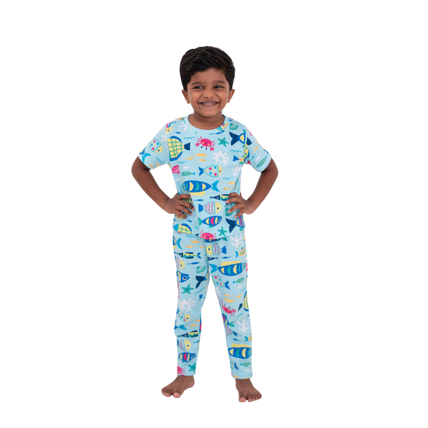 Cute Aqua fishes print co-ords (unisex)