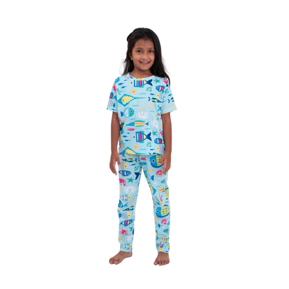 Cute Aqua fishes print co-ords (unisex)
