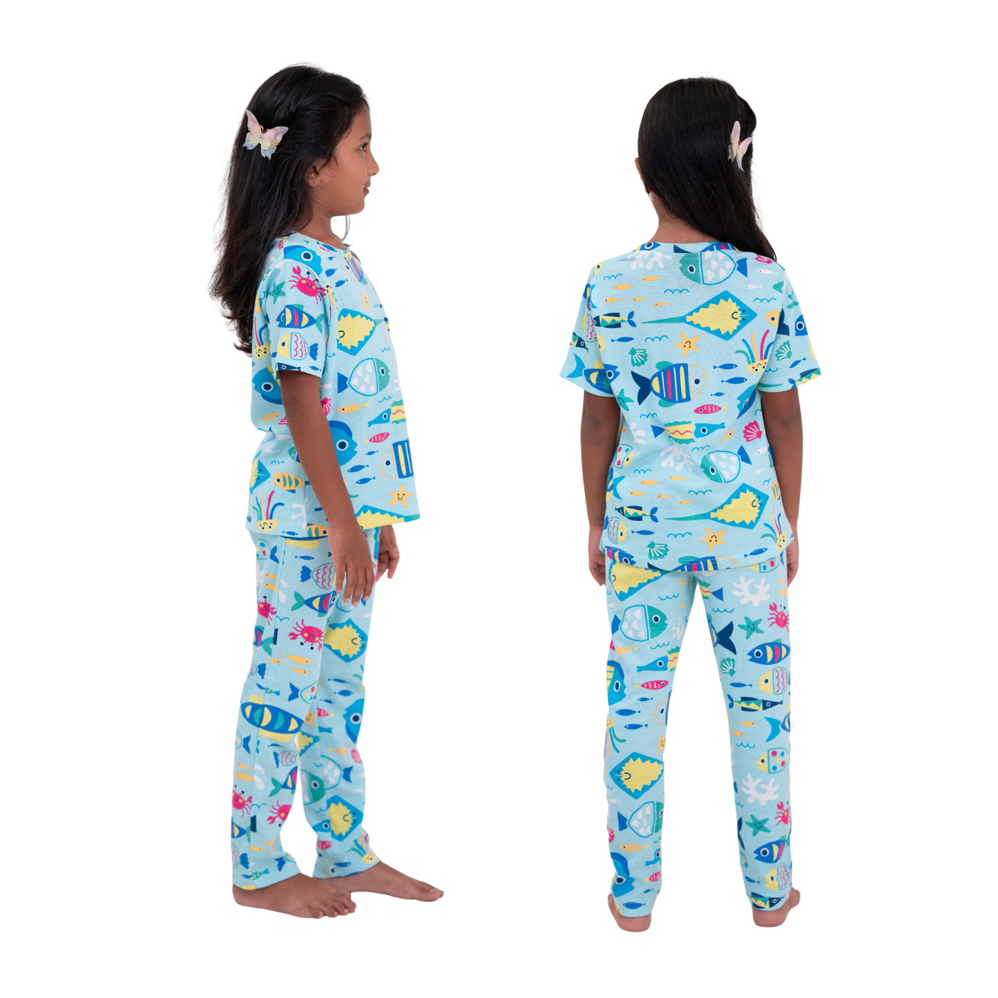 Cute Aqua fishes print co-ords (unisex)