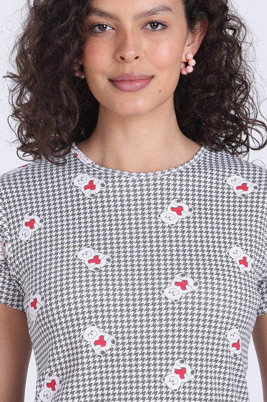 women teddy prints PJ set