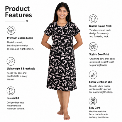Classic Bow print Sleep Dress