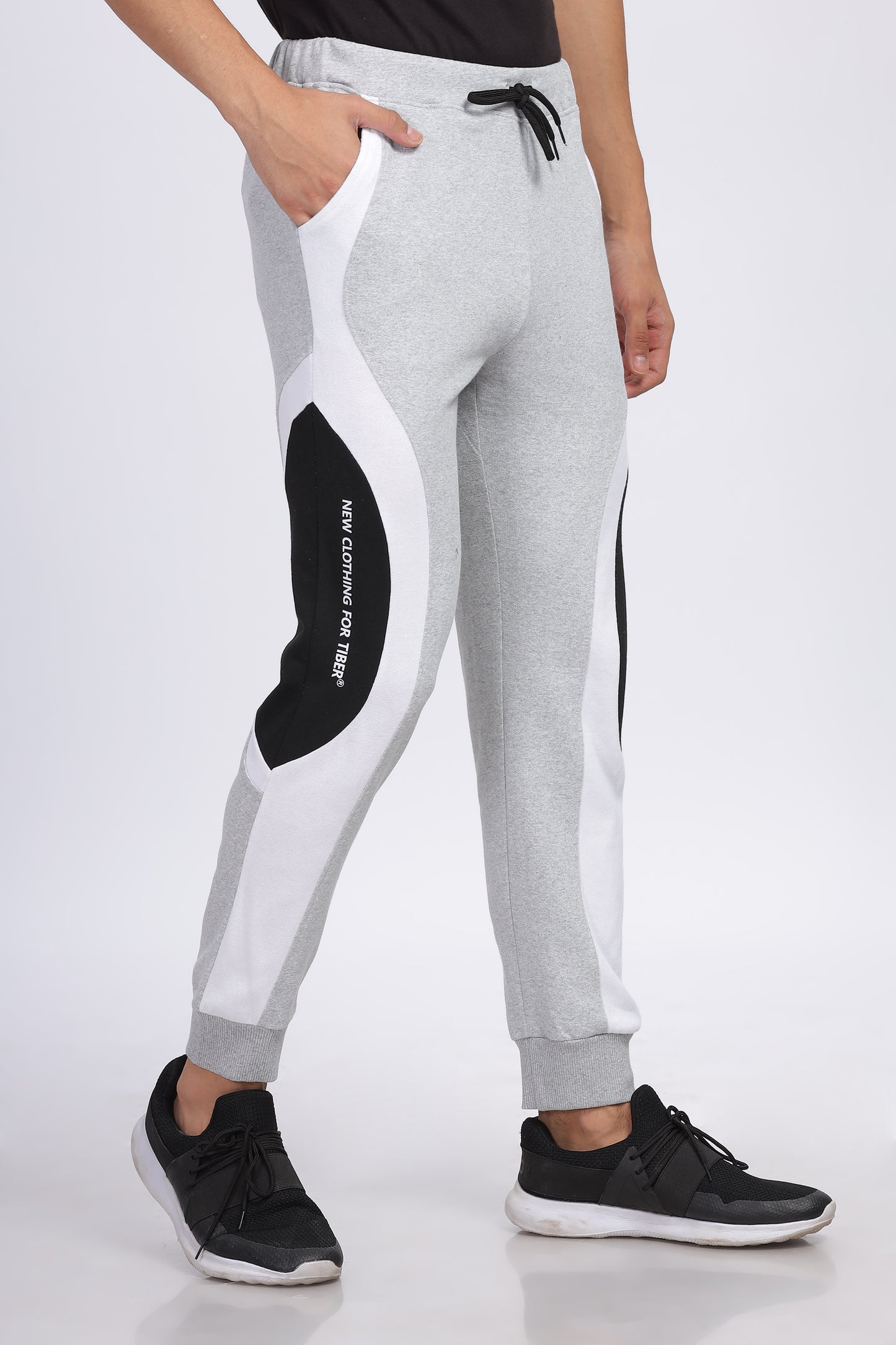 Colour Block Grey Men's Jogger Pants