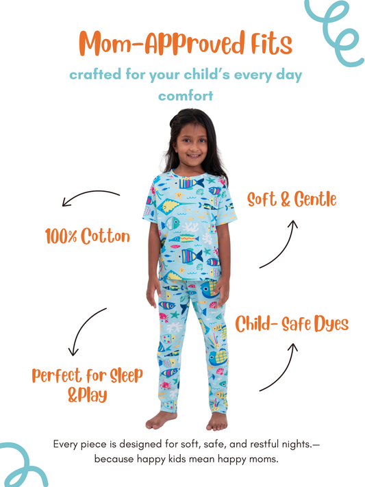 Cute Aqua fishes print co-ords (unisex)