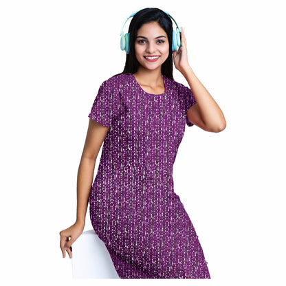 Dotted Dream Sleep Dress- Purpleish