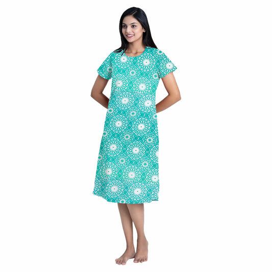Turquoise Motif Sleep Dress