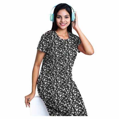 Midnight Blossom Sleep Dress - Black