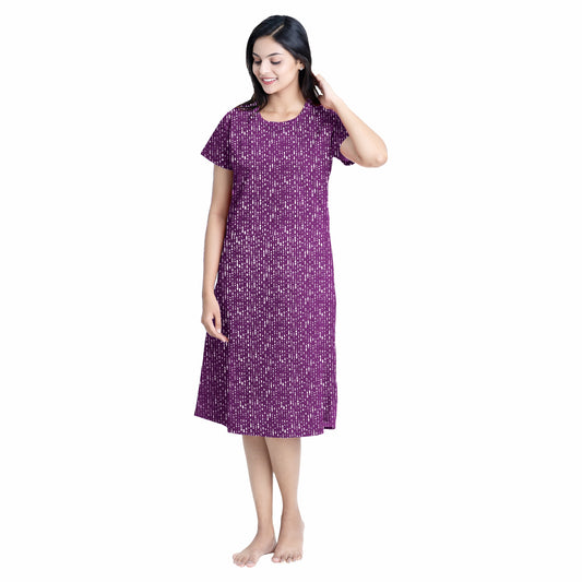Dotted Dream Sleep Dress- Purpleish