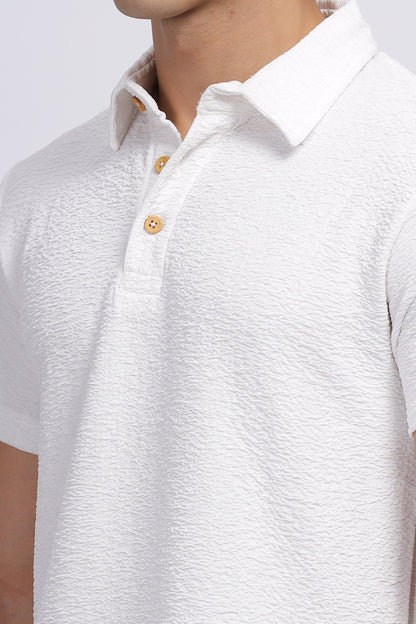Textured White Men's T-Shirts