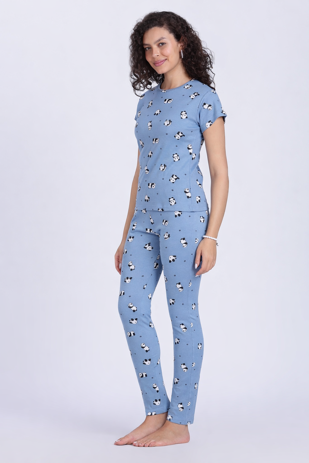 Women Blue panda print  PJ set