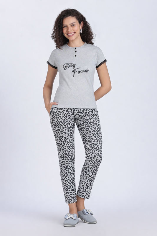 Women leopard print PJ set