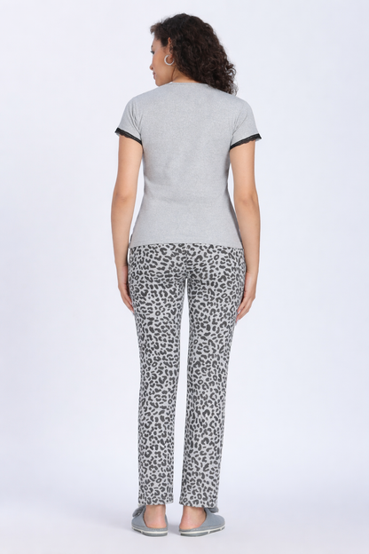 Women leopard print PJ set