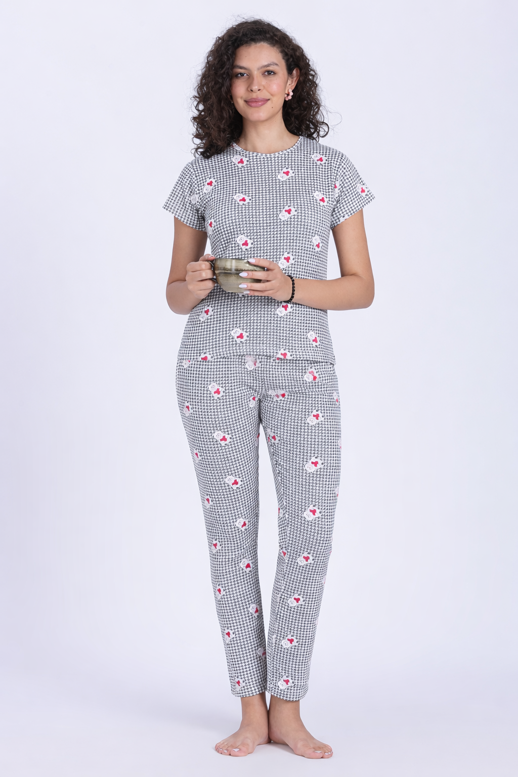 women teddy prints PJ set